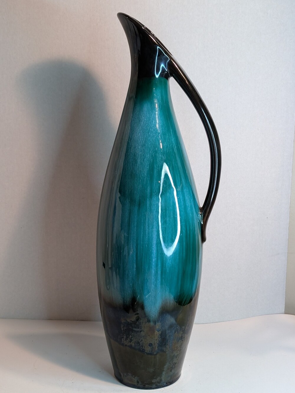 Vintage Blue Mountain Pottery Green Blue Black Mountain Pottery Pitcher Vase - Picture 4 of 8